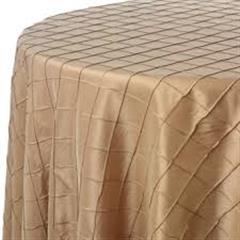Pintuck Burnt Gold Linen 120'' rd